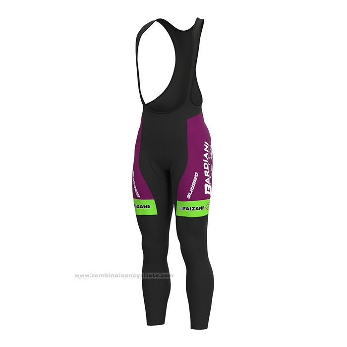 2022 Maillot Cyclisme Bardiani Csf Faizane Vert Violet Manches Longues et Cuissard